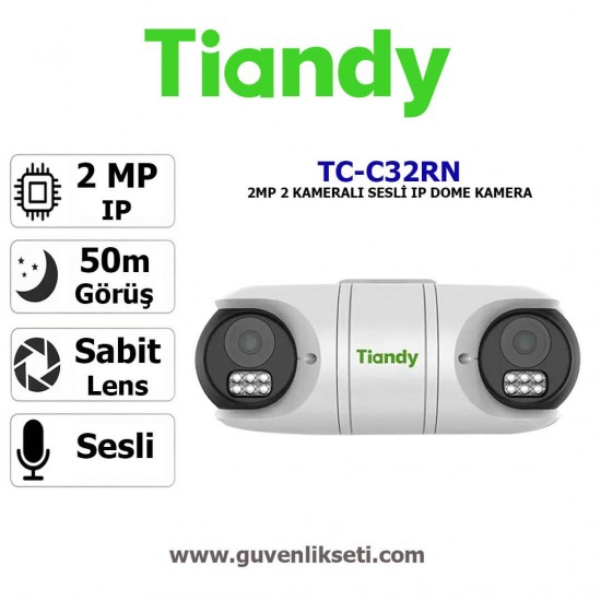 Tiandy TC-C32RN 2mp 2 Kameralı Sesli ip Dome Kamera Tiandy TC-C32RN 2mp çift lens 2 kameralı sesli ip dome kamera
